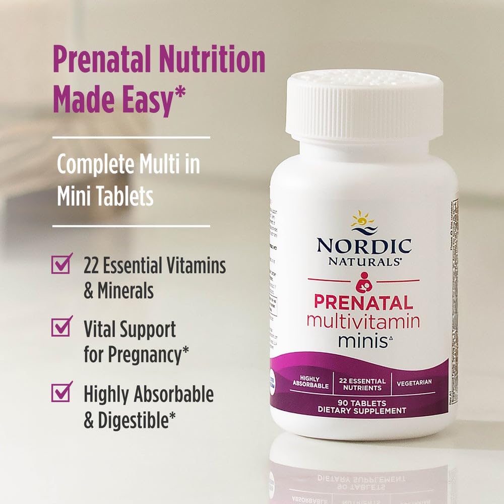 Nordic Naturals Vegetarian Prenatal Multivitamin Minis - 90 Easy to Swallow Tablets - Highly Absorbable Multivitamin and Mineral Supplement to Support Pregnancy - Non-GMO, 30 Servings Nordic Naturals Au supplements
