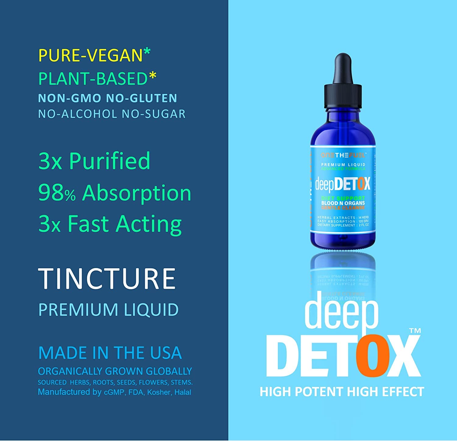 DeepDetox 2oz. Plant-Based Colon Intestinal Gut Liver Cleanse Detox Support. Purify Blood ONETHEFUEL Au supplements