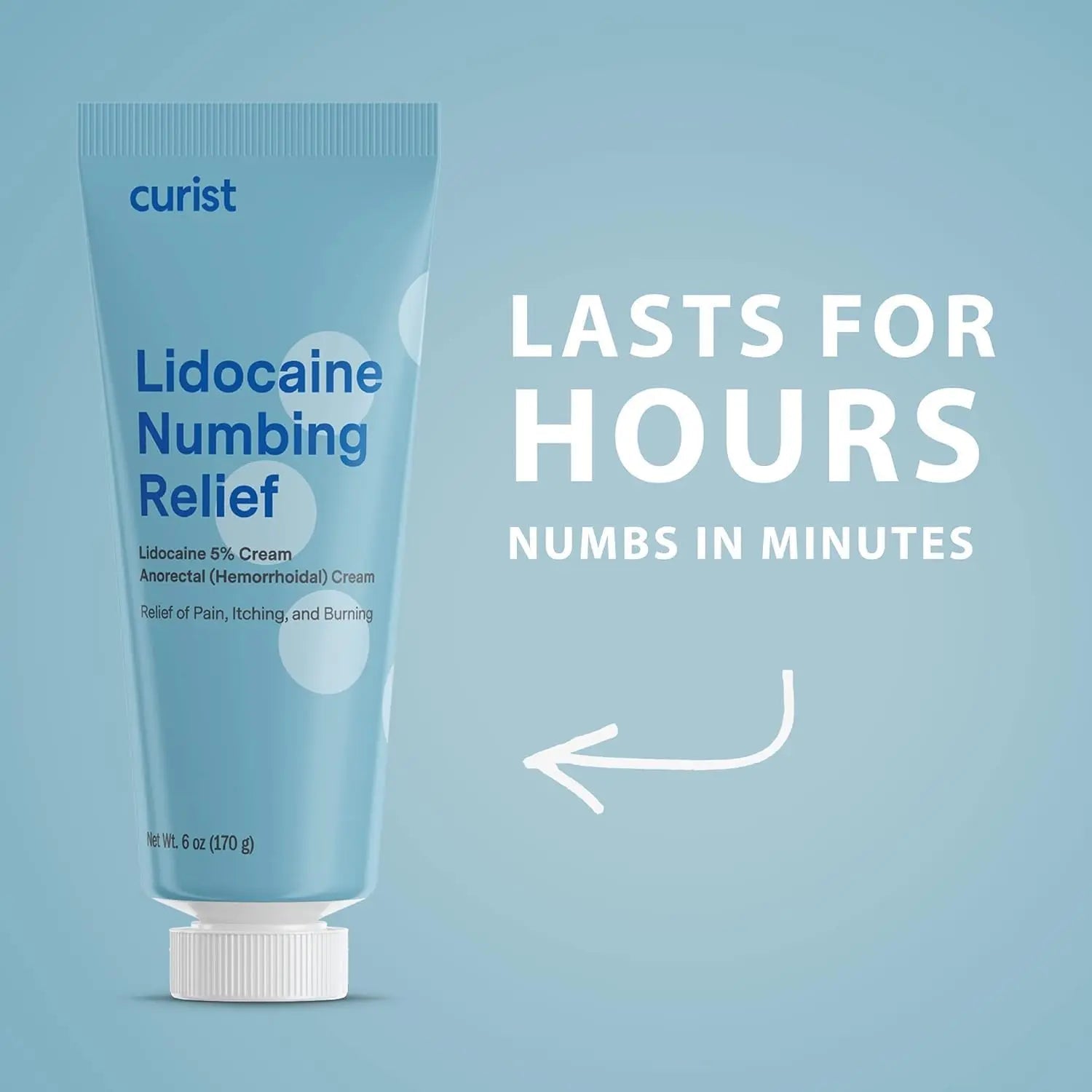 Curist 5% Lidocaine Numbing Cream - 6 oz (170 g) XL Tube - Soothing Numbing Cream for Temporary Discomfort, Itching, and Burning from Hemorrhoids Lidocaine 5% (1 Pack - 6 oz Tube) Curist Au supplements