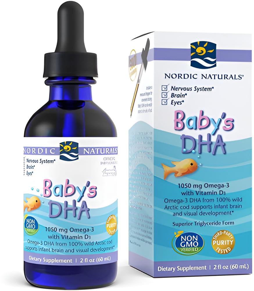 Nordic Naturals Baby’s DHA, Unflavored - 2 oz - 1050 mg Omega-3 + 300 IU Vitamin D3 - Supports Brain, Vision & Nervous System Development in Babies - Non-GMO - Servings May Vary Nordic Naturals Au supplements