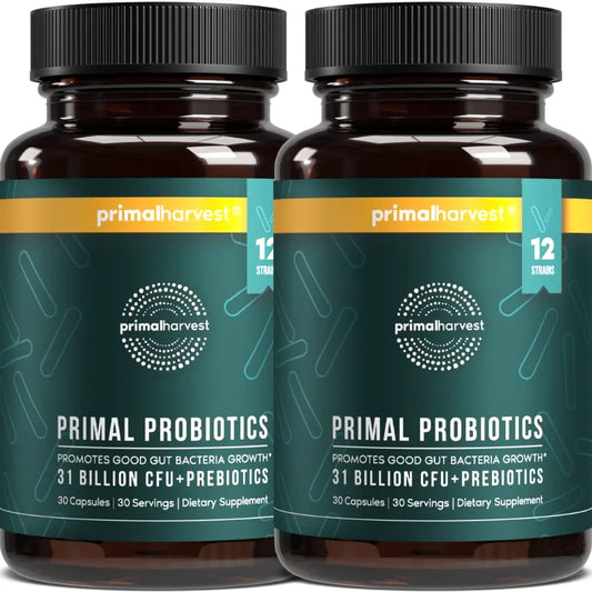 Primal Harvest Probiotics for Women and Men Shelf-Stable with Prebiotics Daily Supplement for Adults 60 Capsules (2 Pack) Primal HarvestAU supplements