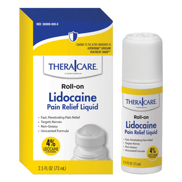 TheraCare 4% Lidocaine Roll-On | OTC Strength | Pain Relief Liquid | 2.5 oz. 73 mL | Non-Greasy, Unscented Formula | Topical Anesthetic Thera Care Au supplements