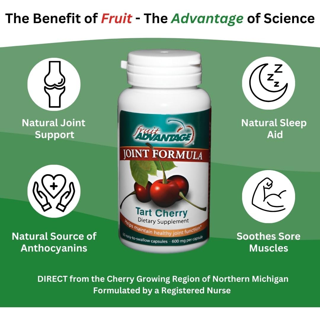 Fruit Advantage Montmorency Tart Cherry Capsules Joint Formula 1200 mg per Serving - 60 Vegetarian Capsules Fruit Advantage Au supplements