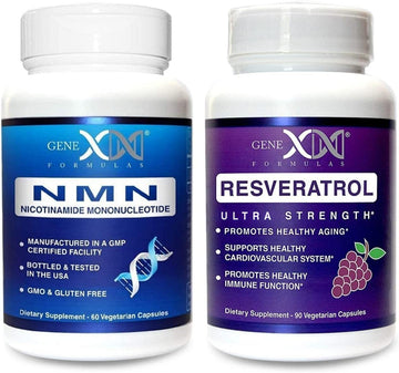 Genex Formulas NMN and Resveratrol Dynamic Duo Supplements | 250mg NAD+ Precursor and Ultra Strength 1500mg Resveratrol w/BioPerine, for Healthy Aging Support Genex Formulas Au supplements