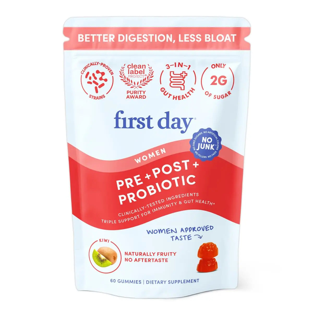 FIRST DAY Women’s Good Gut Tribiotic Gummies – 3-in-1 Prebiotic, Probiotic & Postbiotic Supplement – Supports Immune Function and Digestive FIRST DAY Au supplements