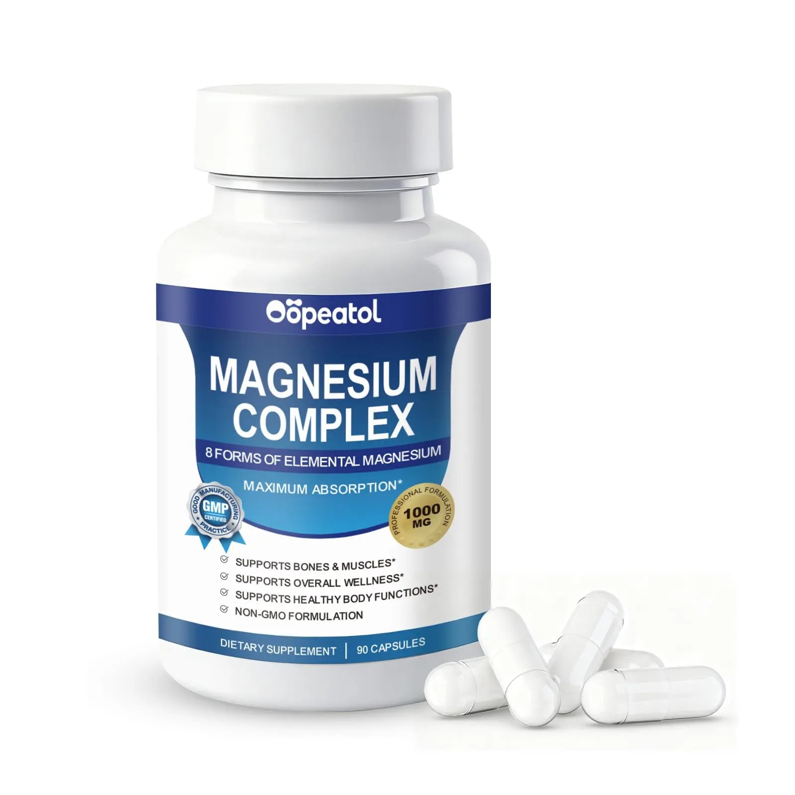 8 in 1 Magnesium Complex Capsules 1000mg for Women and Men - Highly Absorbable Magnesium Supplement Supports Muscle Relaxation Sleep & Energy | NSF Certified, GMP, Gluten Free, Vegan Oopeatol Au supplements