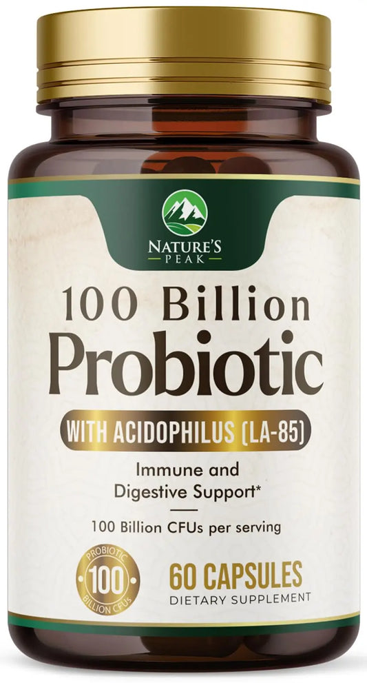 Probiotics 100 Billion CFU Per Serving - 16 Premium Probiotic Strains Prebiotics - Immune Support, Gut Health, Occasional Constipation, Gas & Bloating, Probiotics Supplement, USA Bottled, 60 Capsules Nature's PeakAU supplements