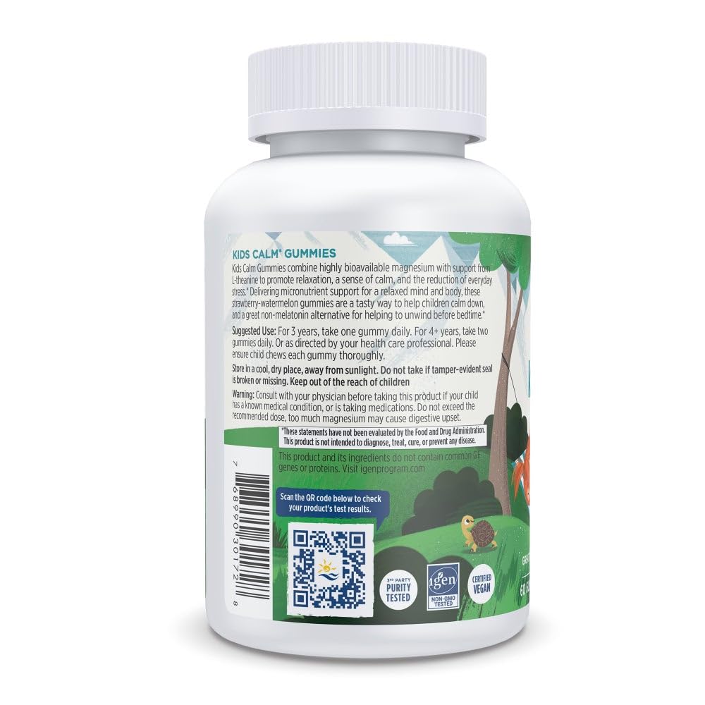 Nordic Naturals Kids Calm Gummies - Strawberry Watermelon - 60 Gummies - Magnesium L-Theanine Supplement - Calming for Kids - Relaxation Support - Up to 60 Servings Nordic Naturals Au supplements