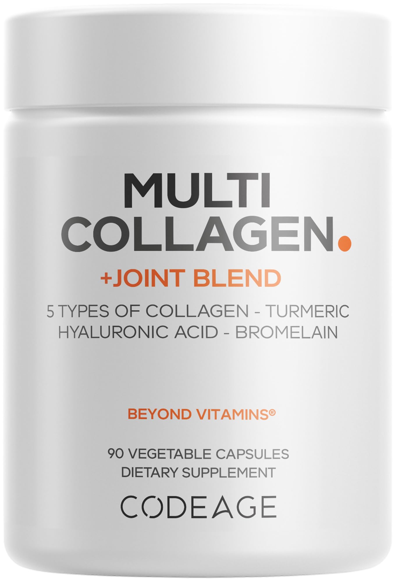 Codeage Multi Collagen Protein + Joint Blend Supplement, Hyaluronic Acid, Bromelain, Turmeric, Ginger, Boswellia, Astaxanthin - Hydrolyzed Bovine Collagen - 5 Collagen Types - Non-GMO - 90 Capsules Codeage Au supplements