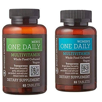 Amazon Elements Men's and Women's One Daily Multivitamins, Vegan, 65 Tablets, 2 month supply Amazon Elements Au supplements