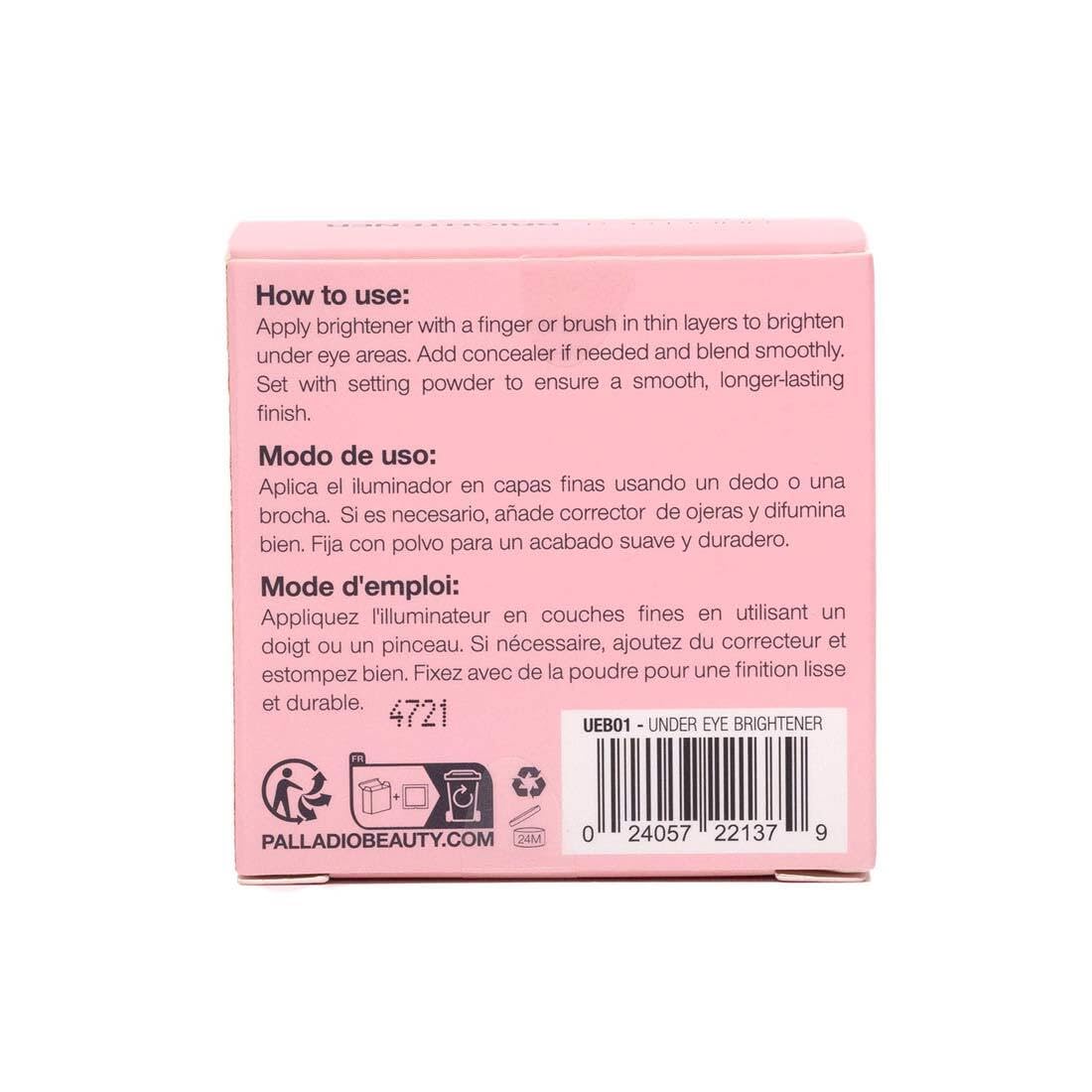 Palladio Under Eye Brightener, Conceal, Brightens, Reduces Appearance of Dark Circles, With Caffeine Peptides & Vitamin E, Tired Skin Color Correcting Brightener & Primer, Light to Medium (Soft Pink) Palladio Au supplements