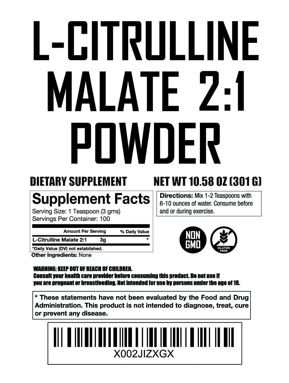 L Citrulline Malate 2 1 Powder 300 Grams - Bulk L Citrulline Powder - Free Form Amino Fit Lane Nutrition Au supplements
