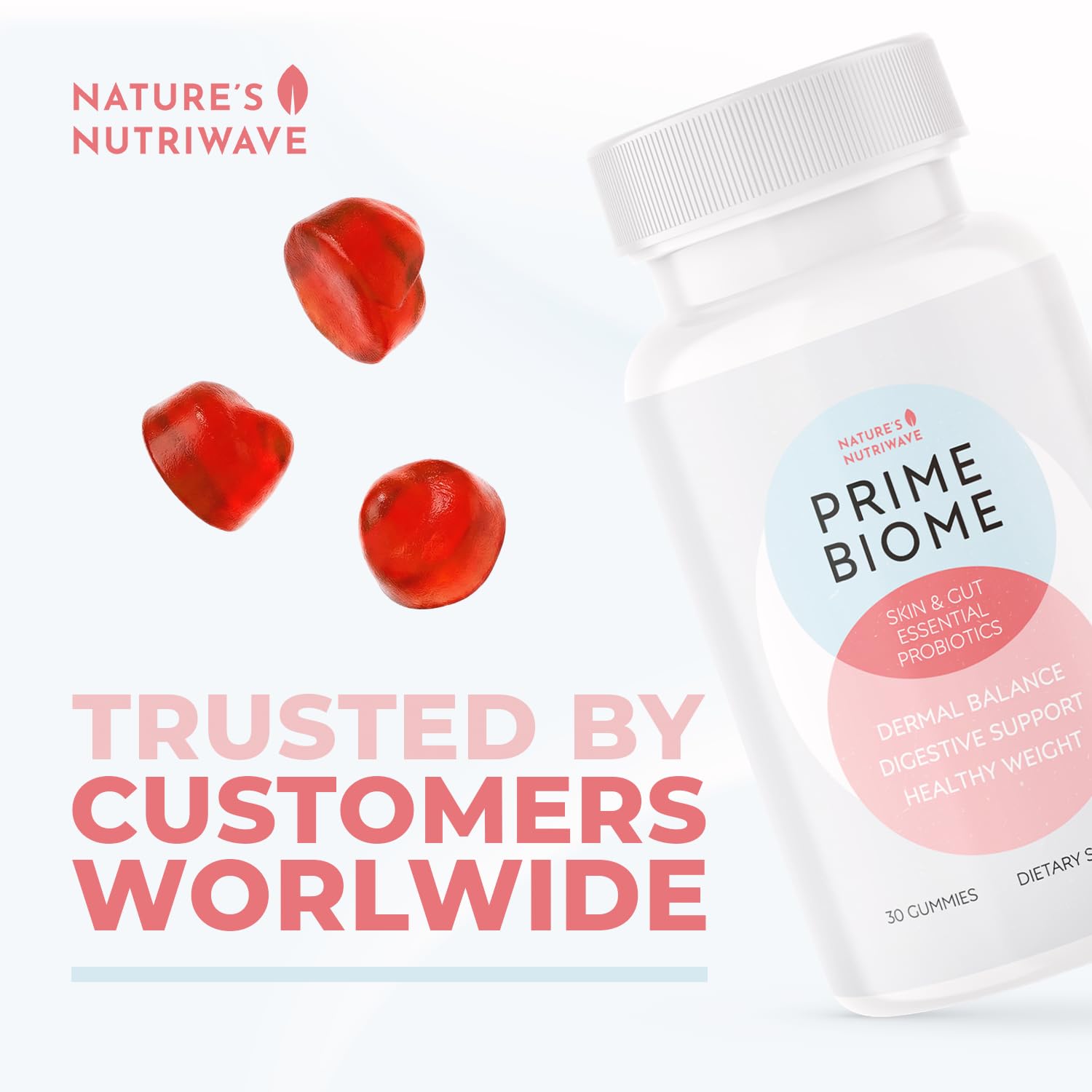Nature’s NutriWave PrimeBiome Probiotic Gummies – Plant-Based Blend with Inulin, Lion’s Mane, Ginger & More– Non-GMO, No Stimulants, GMP Certified – 30 Gummies, 1 Month Supply Nature’s NutriWave Au supplements