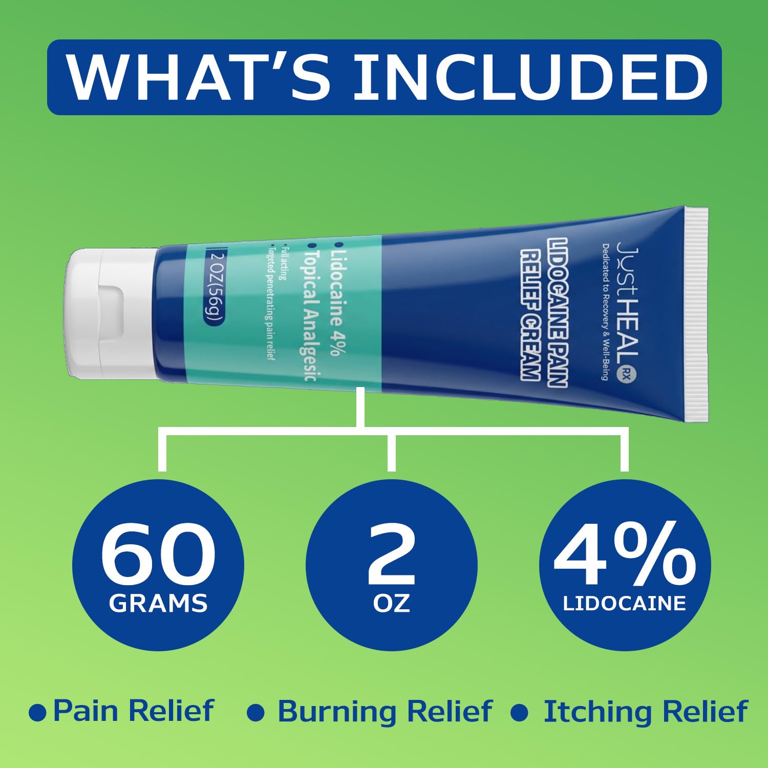 JustHeal RX Lidocaine Cream for Hemorrhoids | 2 OZ Tube – Fast-Acting 4% Lidocaine Numbing Cream & Topical Analgesic Cream for Anorectal Itch Relief | OTC Lidocaine Cream Maximum Strength JustHeal RX Au supplements