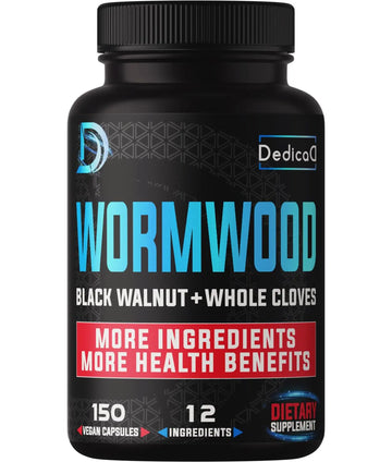 DEDICAD Premium Wormwood Extract Capsules - 5 Month Supply for Immune - 12 Herbs Blended with Black Walnut Leaves, Ginger, Turmeric & More - 150 Counts DEDICAD Au supplements