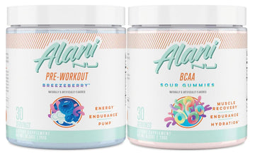 Alani Nu Breezeberry Pre Workout and BCAA Sour Gummies Post Workout Powder Bundle Alani Nu Au supplements