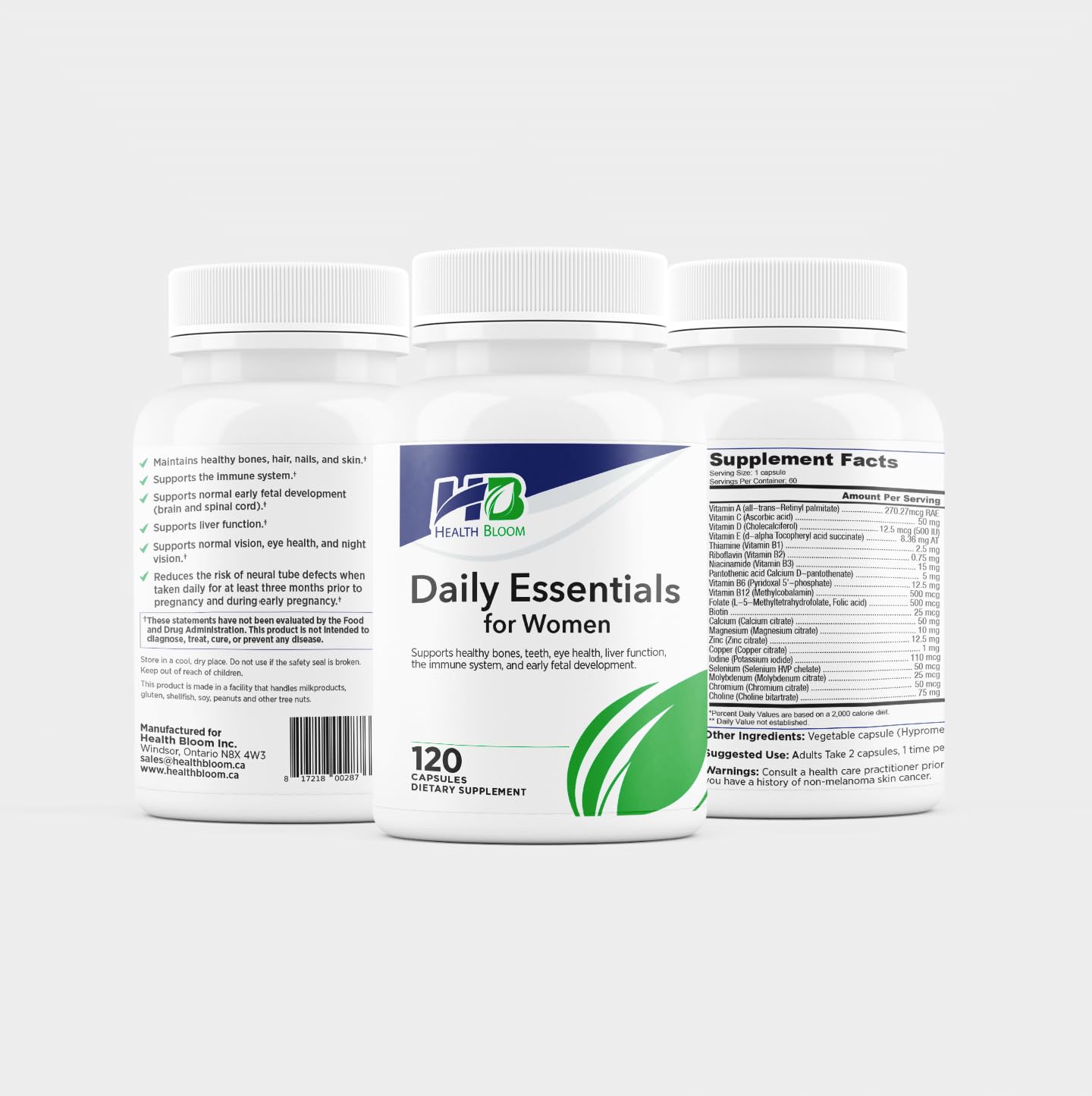Daily Essentials for Women| 120 Capsules | Health Bloom | Vitamins and Minerals Capsules | Health Bloom Inc. Au supplements
