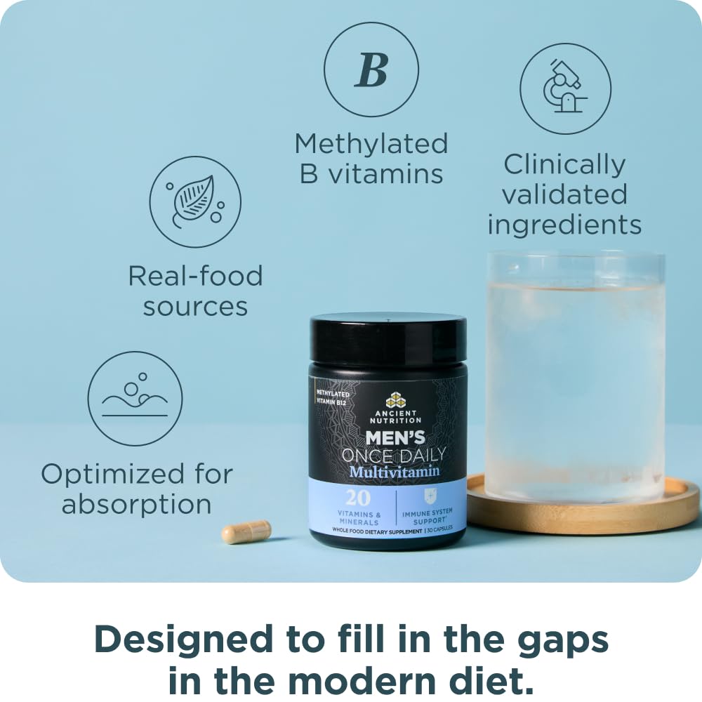 Ancient Nutrition Multivitamin for Men, Ancient Multi Men's Once Daily Vitamin Supplement 30 Ct, Vitamin A, Vitamin B and Vitamin K2, Fenugreek Seed Ancient Nutrition Au supplements