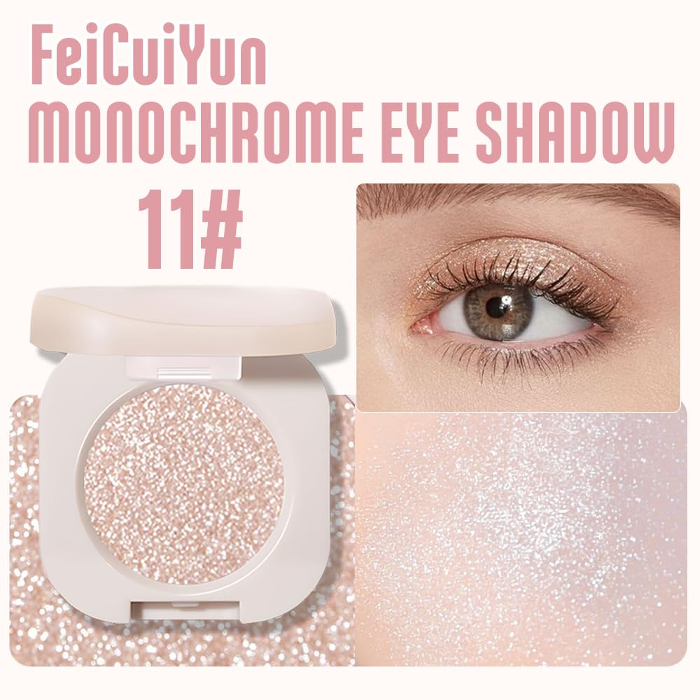 FeiCuiYun Glitter Shimmer Sparkle Eye Shadow Palette Makeup for Older Women, Pearl White Silver Glitter Shimmer Metallic Holographic Iridescent Cream Iridescent Single Monochrome Eyeshadow Makeup, 11 FeiCuiYun Au supplements