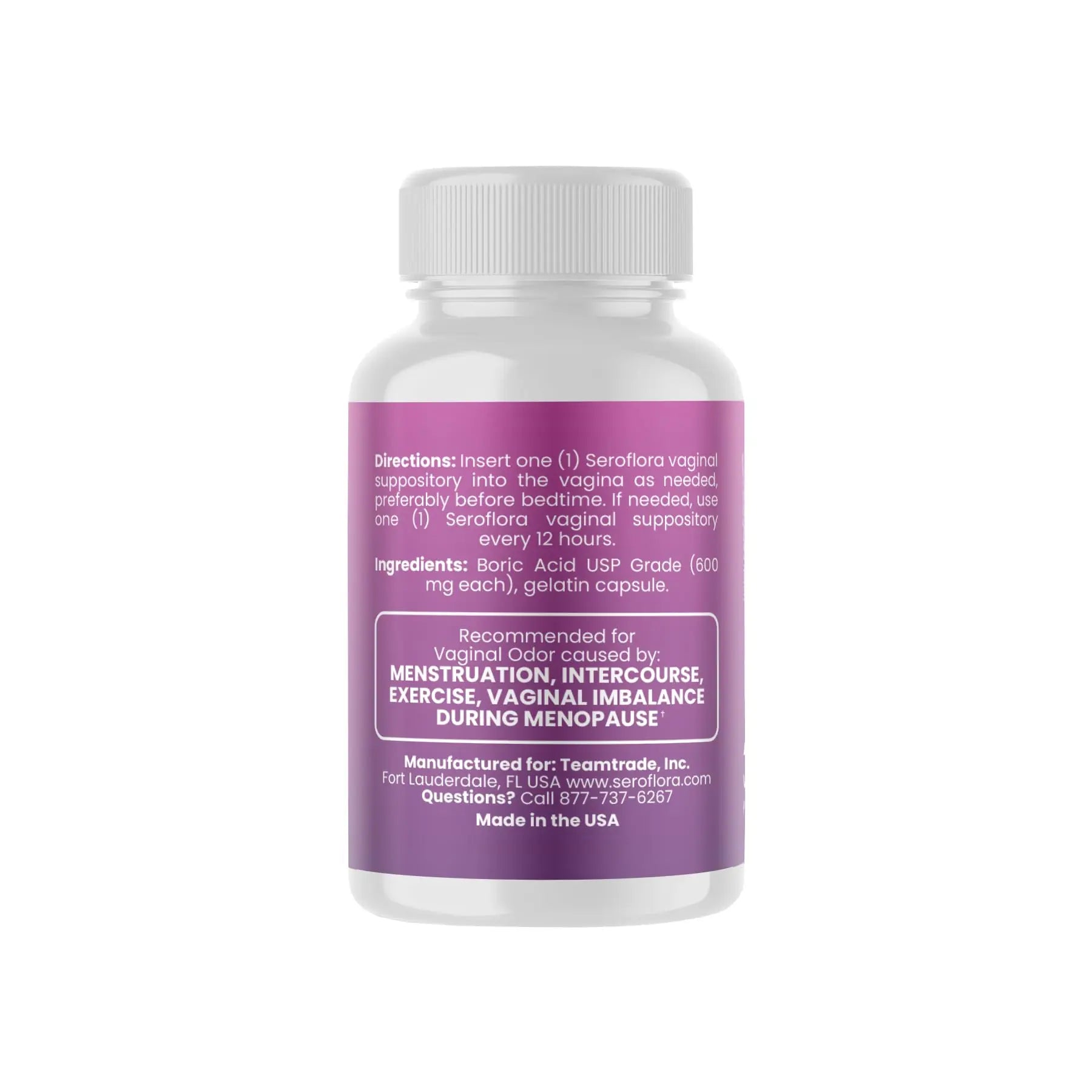 Seroflora Boric Acid Vaginal Suppositories 600mg – 30 Count with 7 Applicators for Odor Control & pH Balance Feminine Hygiene Support, Natural Intimate Care, Made in USA SEROVERA Au supplements