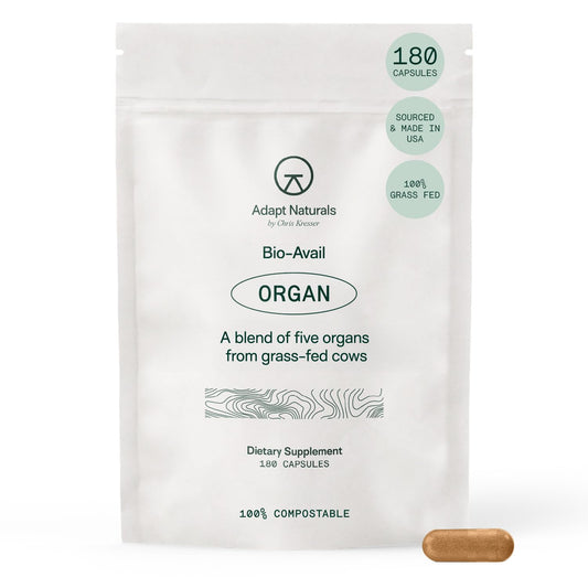 Adapt Naturals Organ Supplement, Bioavailable Grass Fed Beef Liver Capsules, Blend of Liver, Heart, Kidney, Pancreas & Spleen, Support Liver Cleanse Detox & Repair | Source of CoQ10-30 Days Supply ADAPT NATURALS BY CHRIS KRESSERAu supplements