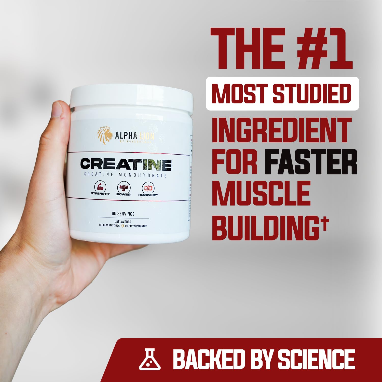 ALPHA LION Creatine Monohydrate Powder, 5000mg Per Serving (5g), Supports Muscle Strength, Power, Athletic Performance, Pure Creatina Monohydrata en Polvo Supplement (60 Servings, Unflavored) ALPHA LION Au supplements