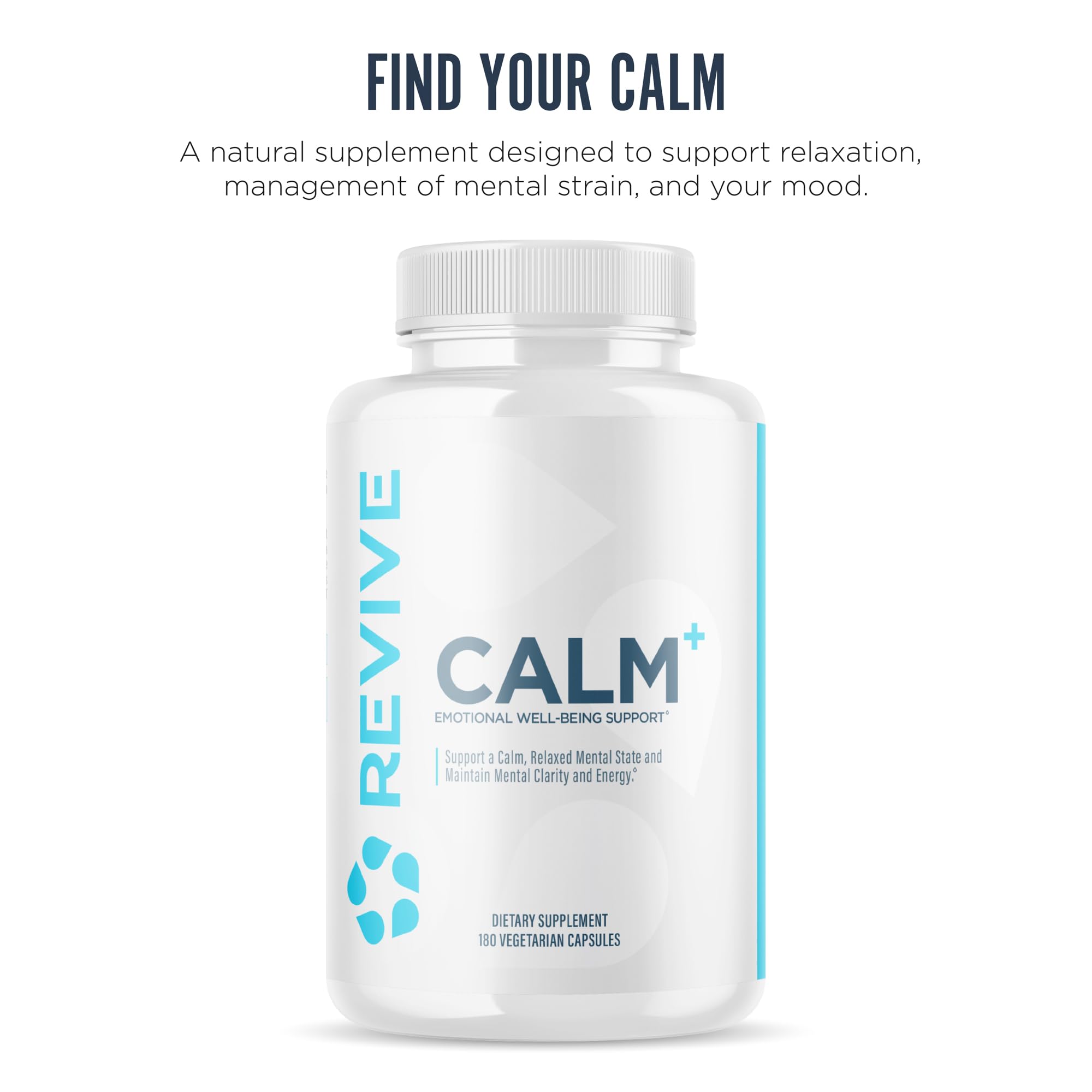 Revive MD Calm, Emotional Well-Being Support Supplement - Stress Management for Men & Women - Mood Enhancement Supplement Promotes Relaxation with L-Theanine, GABA & 5-HTP (180 Capsules, 30 Servings) Revive Au supplements