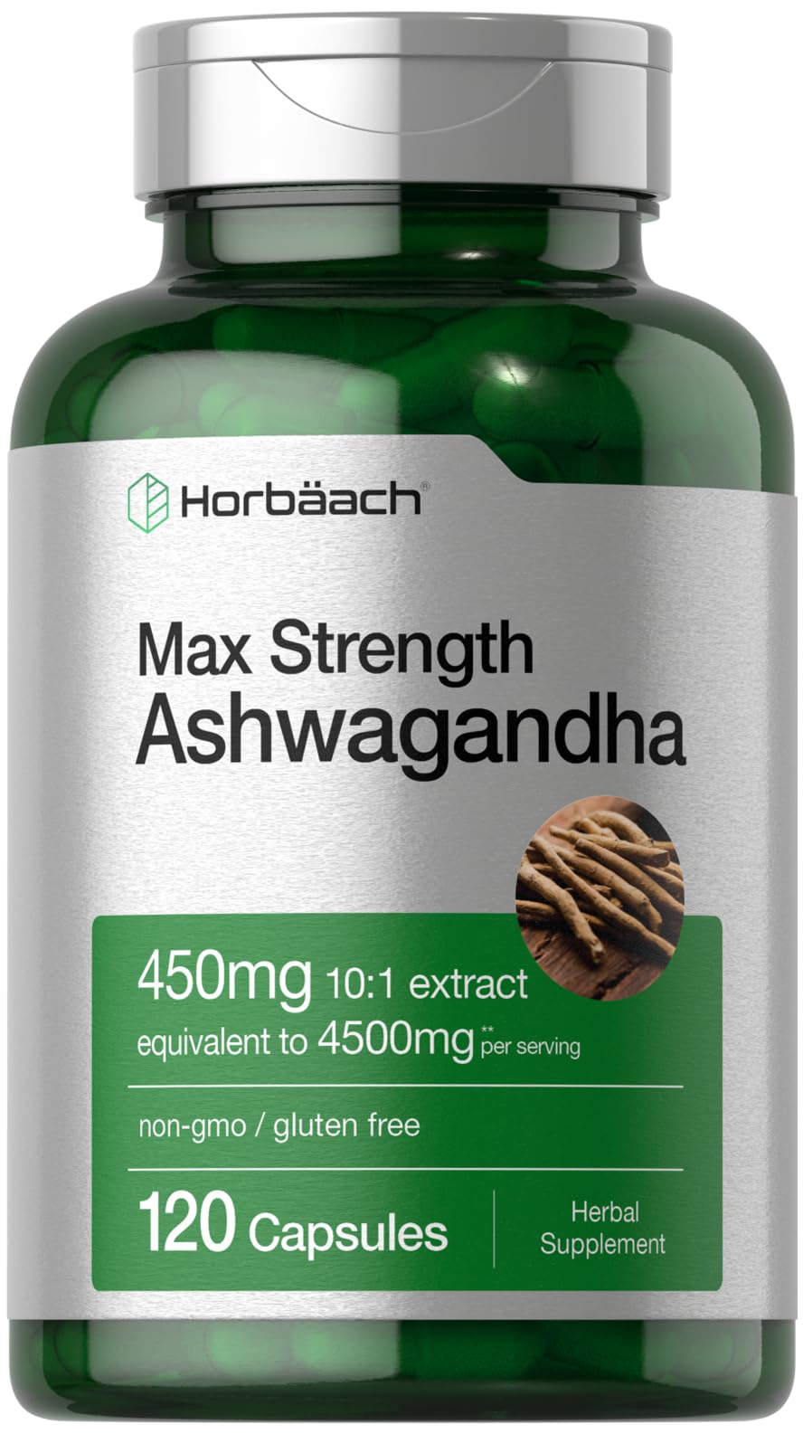 Horbäach Ashwagandha Supplement | Max Strength | 120 Capsules | Non-GMO, Gluten Free Horbäach Au supplements