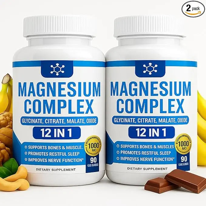 Nutrapure Magnesium Complex 7 Elemental Supplement - Magnesio Complex 1000mg Forms Including Glycinate, Citrate, Malate, Taurate Chelated | Energy Support | Vegan Non-GMO, 90 Capsules (2) WSJAWH Au supplements