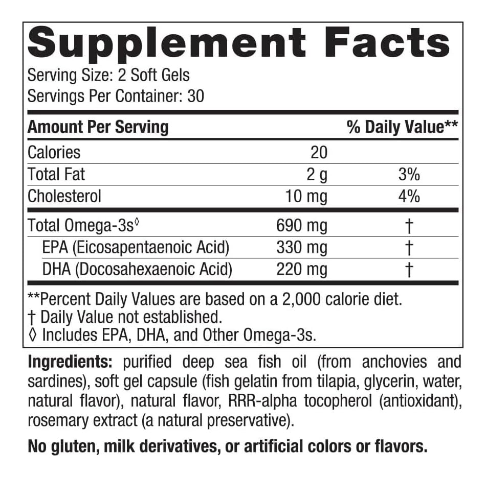 Nordic Naturals Omega-3 in Fish Gelatin, Lemon Flavor - 60 Fish Gels - 690 mg Omega-3 - Fish Oil - EPA & DHA - Immune Support, Brain & Heart Health, Optimal Wellness - Non-GMO - 30 Servings Nordic Naturals Au supplements