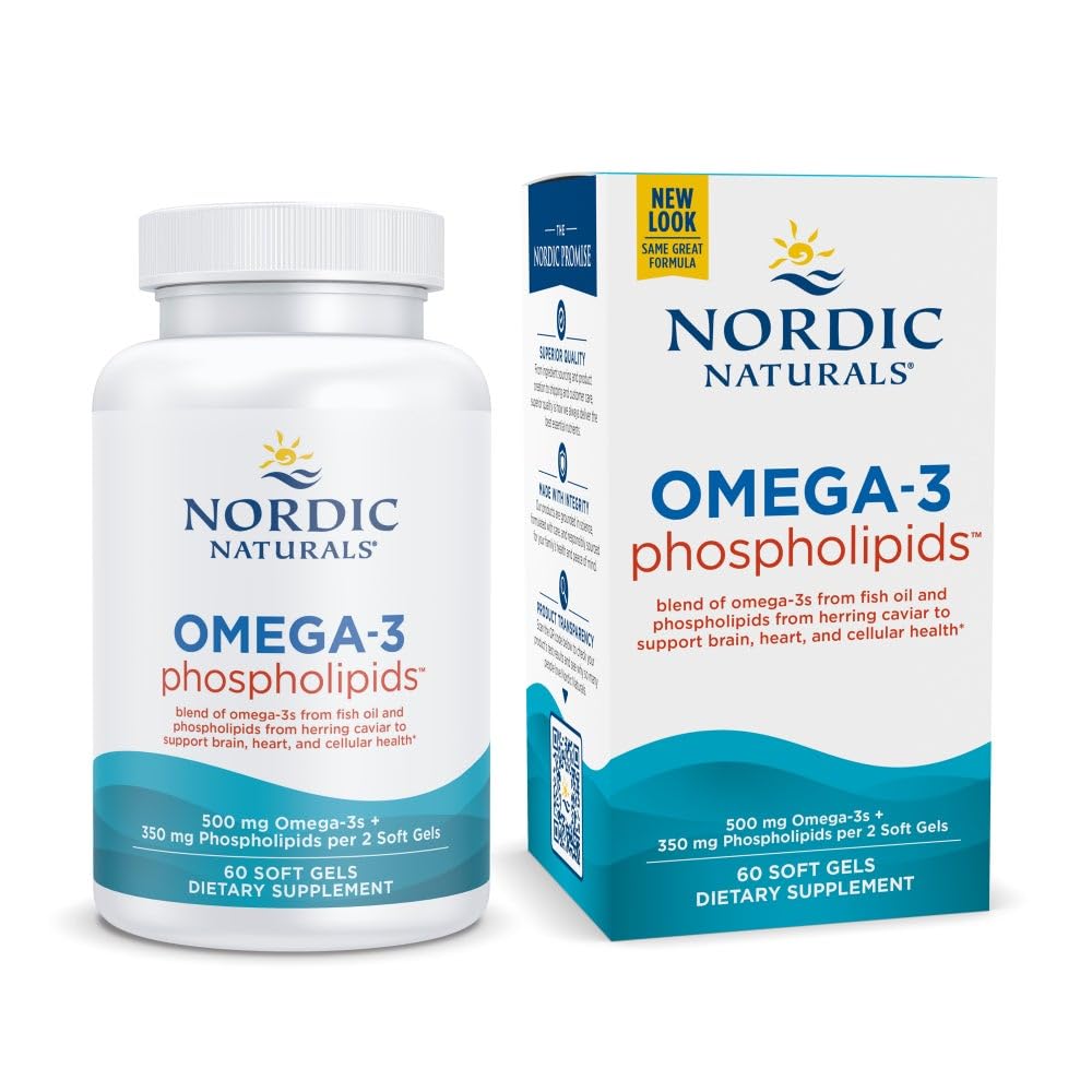 Nordic Naturals Omega-3 Phospholipids, Unflavored - 60 Soft Gels - 500 mg Omega-3 & 350 mg Phospholipids - Heart & Brain Health - Small, Easy-to-Swallow Soft Gels - Non-GMO - 30 Servings Nordic Naturals Au supplements