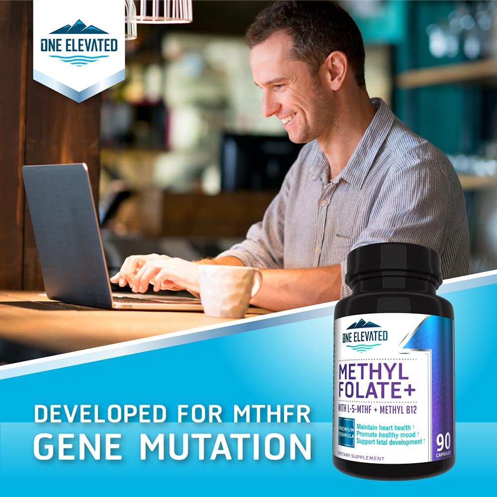 Double Strength & Most Bioactive Methyl Folate! Uniquely Formulated with Highest Pharmaceutical Grade Methylcobalamin (B12), Niacin, B1, B2 B6. Works Synergistically for Max Results-3 Month Supply One Elevated Au supplements