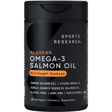 Sports Research® Salmon Oil - Single-Source Wild Alaskan Sockeye | 2500 mg per Serving w/EPA & DHA Fatty Acids | MSC Certified - 180 Count Softgels Sports Research Au supplements