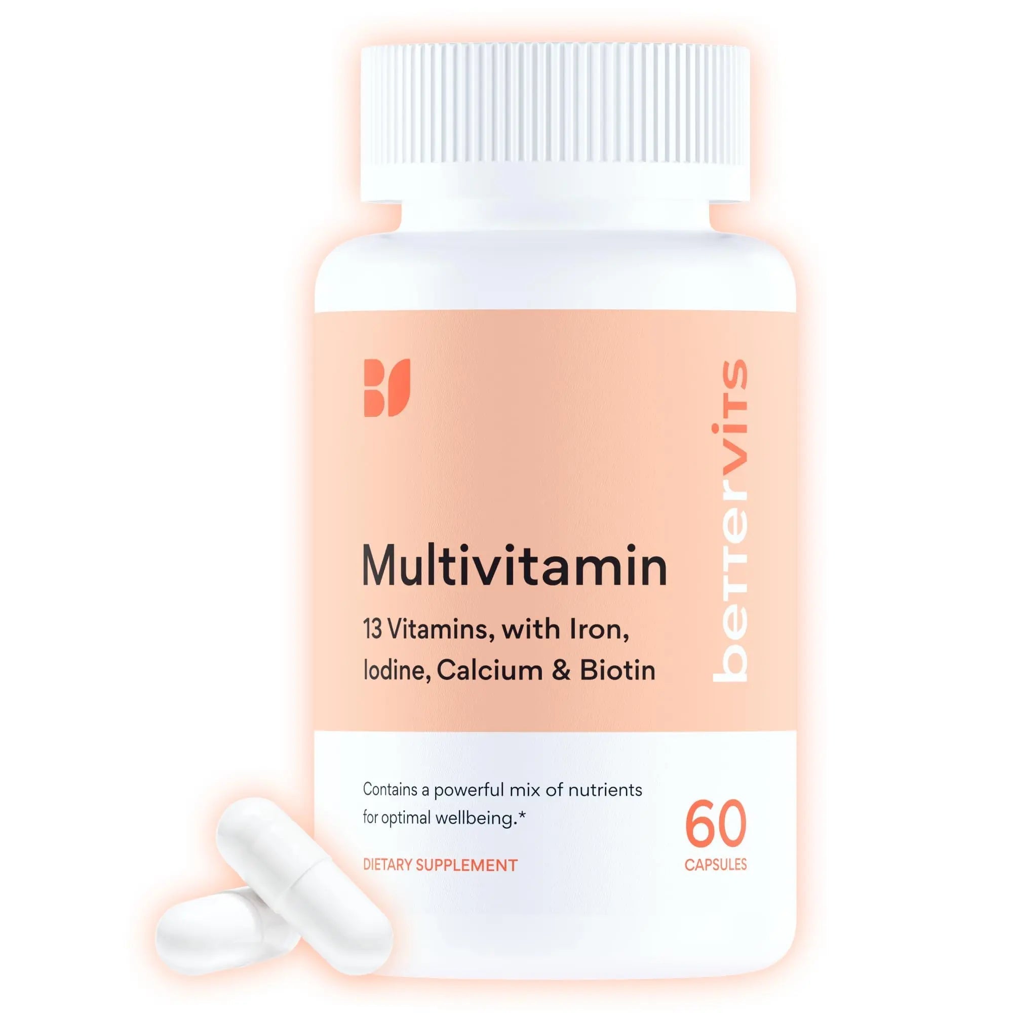 Bettervits Multivitamin for Women & Men | Womens Daily Multivitamin with 13 Essential Vitamins Iron, Iodine, Calcium and Biotin B BETTERVITS Au supplements