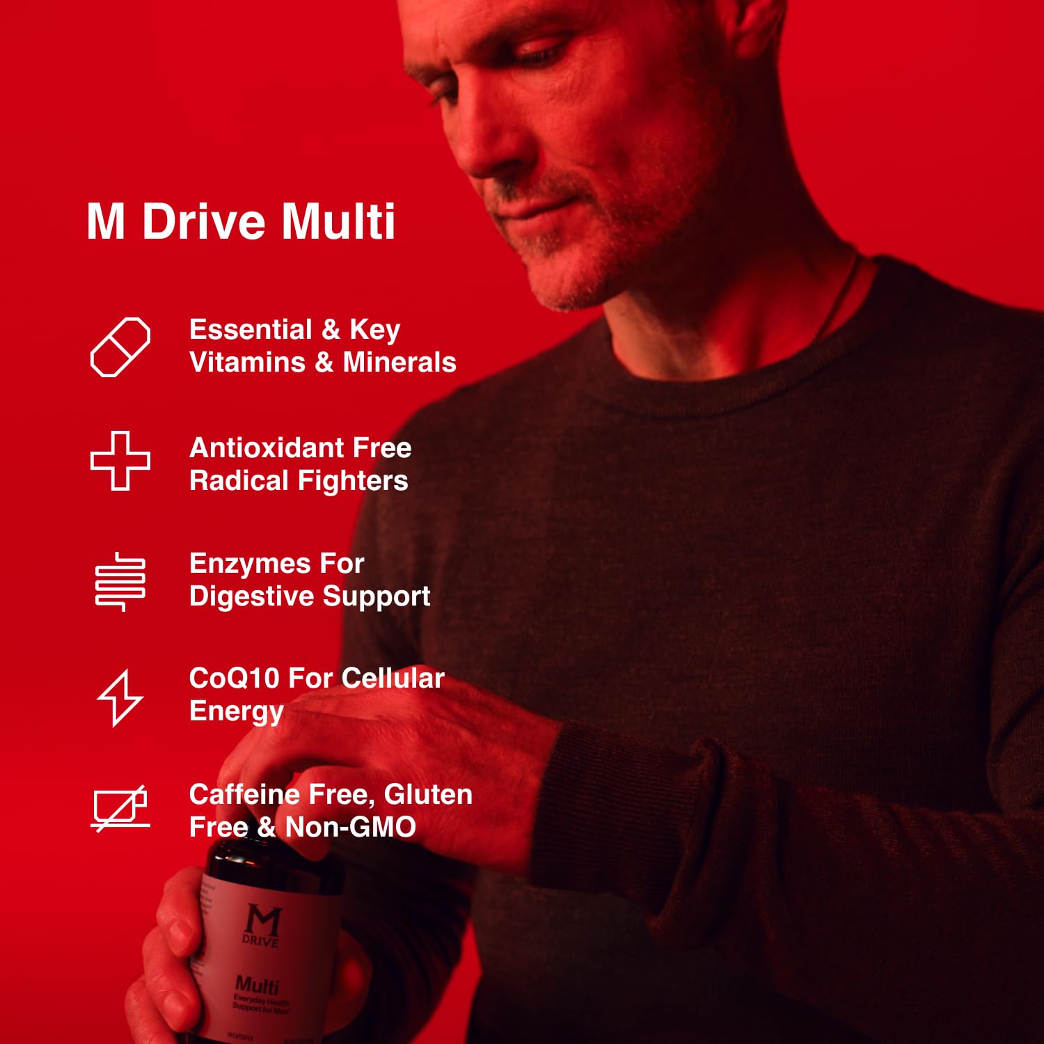 Mdrive Multivitamin for Men, Daily Multivitamin - Immune Health Support from Zinc, Selenium, Manganese & Vitamin D, Enzymes for Digestive Support, CoQ10 for Energy and Vitamin K2, 90 Capsules Mdrive Au supplements