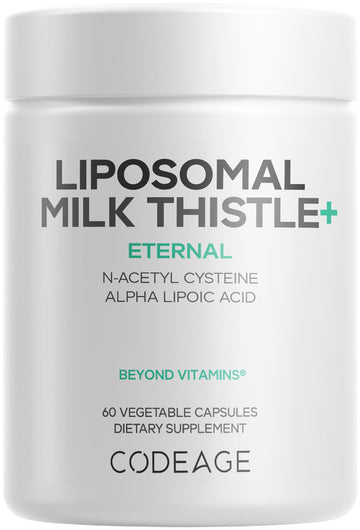 Codeage Liposomal Milk Thistle+ Supplement - Silymarin from Silybum Marianum, NAC, Artichoke Leaf, Dandelion Root, Alpha Lipoic Acid, BioPerine, Liposomal Delivery - Non-GMO - 60 Capsules Codeage Au supplements