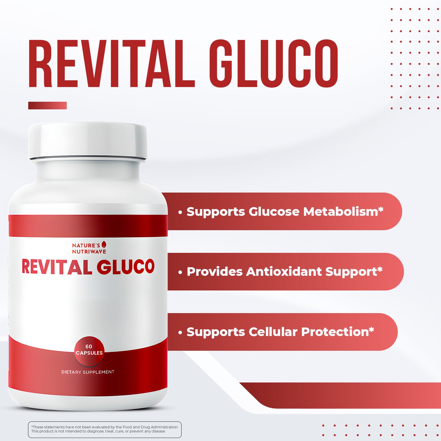 Revital Gluco – Daily Supplement with Vitamin C, Vitamin E, Magnesium, Biotin, Zinc & 10+ Botanical Ingredients – Made in USA, Non-GMO, Stimulant-Free Formula – 60 Caps (30 Servings), 1 Month Supply Nature’s NutriWave Au supplements