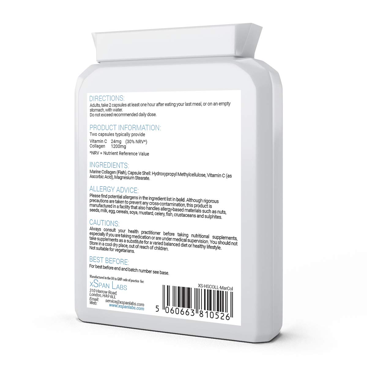 Marine Collagen 600mg 60 Capsules - Highly Bioavailable Naticol® Type 1 Xspan Labs Au supplements
