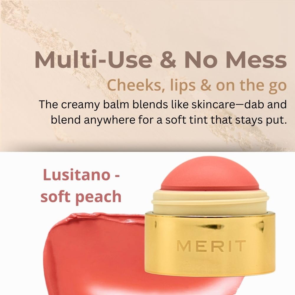 MERIT Flush Balm Cream Blush – Lusitano Soft Peach | Hydrating Radiant Cheek & Lip Tint Stick with Vitamin E | Lightweight, Buildable, Vegan & Cruelty-Free Blush Merit Au supplements