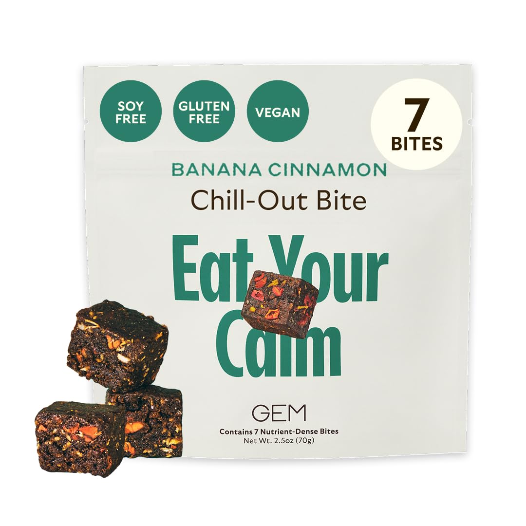 GEM Calm Bite | Supports Calm Mind & Clarity | Magnesium L-Threonate, Golden Chlorella, Lemon Balm | Holistic Non-Habit Forming | Gluten Free, Soy Free, Banana Cinnamon (7 Count) GEM Au supplements