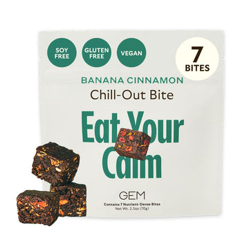 GEM Calm Bite | Supports Calm Mind & Clarity | Magnesium L-Threonate, Golden Chlorella, Lemon Balm | Holistic Non-Habit Forming | Gluten Free, Soy Free, Banana Cinnamon (7 Count) GEM Au supplements