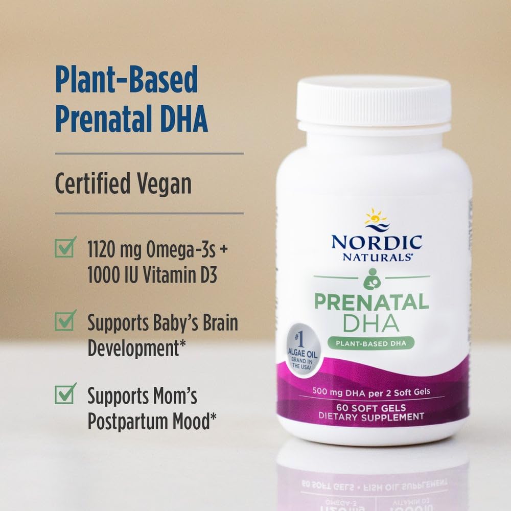 Nordic Naturals Vegan Prenatal DHA, Unflavored - 60 Soft Gels - 500 mg Plant-Based DHA - Supports Brain Development in Babies & Healthy Pregnancy - Non-GMO - 30 Servings Nordic Naturals Au supplements