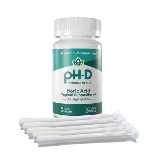 pH-D Feminine Health Support - Boric Acid Starter Bundle - pH-D Boric Acid Vaginal Suppositories 24 Count and 5 Vaginal Suppository Applicators pH-D Feminine Health SupportAU supplements