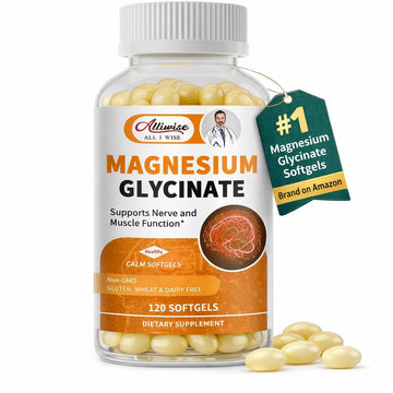 Magnesium Glycinate 400mg Softgels with Vitamin D3 & B6,Small Easy to Swallow Gel Caps,High Absorption, Gentle on Stomach,Supports Sleep, Muscle & Calm,Bone Health,120 Softgels Alliwise Au supplements