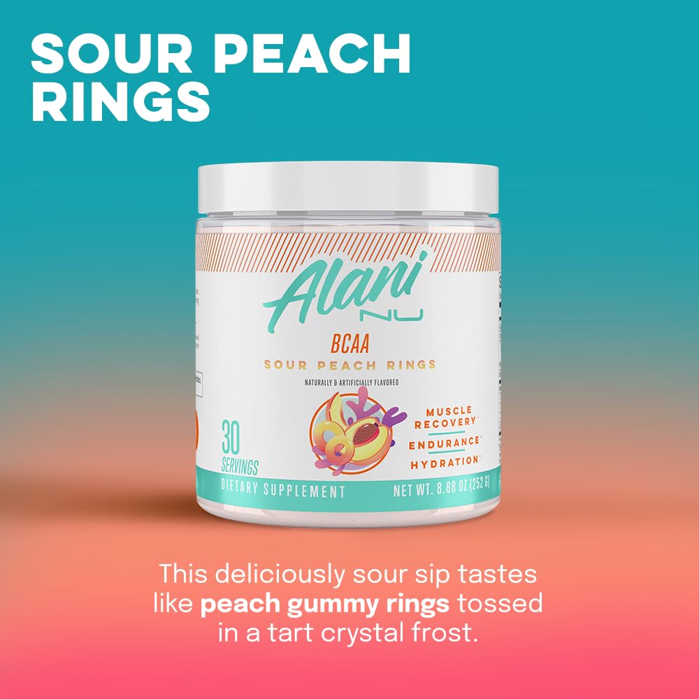 Alani Nu Rainbow Candy Pre Workout and BCAA Sour Peach Rings Post Workout Powder Alani Nu Au supplements