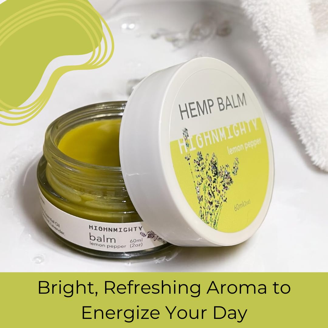 Highnmighty Maximum Strength Lemon Pepper Hemp Balm Salve | Daytime Relief, Relaxing, Natural, Fast-Acting Topical Cream for Muscle Joint Back Knee Shoulder Neck Elbow Hand Foot Relief, 60ml (2oz) Highnmighty Au supplements