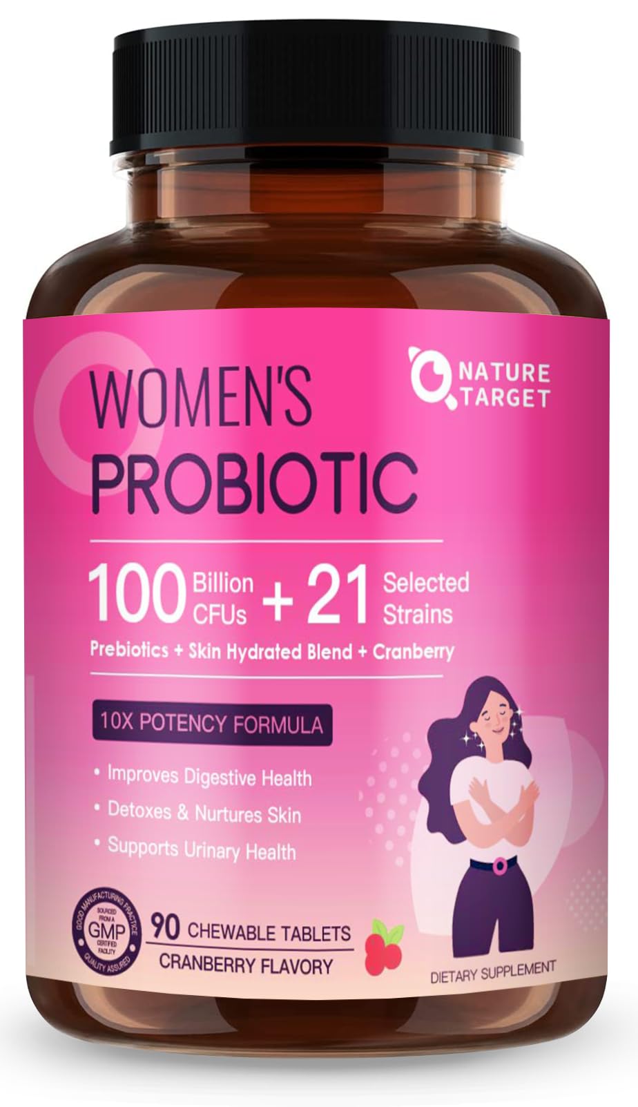 Probiotics for Women Digestive Health, Vaginal Probiotics with D-Mannose & Cranberry NATURE TARGET Au supplements