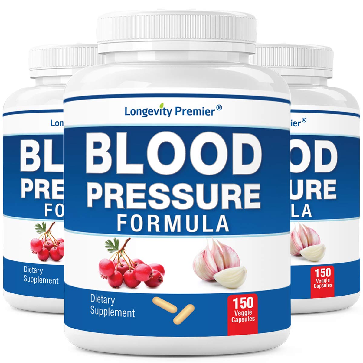 [3-Bottle X 150 Caps] Longevity Blood Pressure Formula -Scientifically formulated with Hawthorn & 12+ Quality Natural Herbs LONGEVITY PREMIER NUTRACEUTICALS INC Au supplements