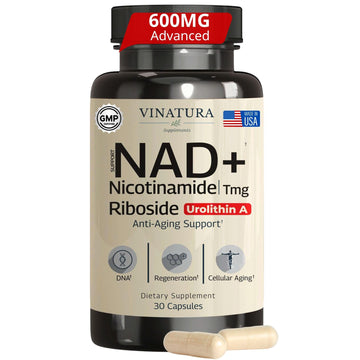 VINATURA NAD Supplement, Nicotinamide Riboside with Resveratrol - Advanced NAD+ Supplement with TMG and Urolithin A, for Women and Men - 30 Vegan Capsules VINATURA Au supplements