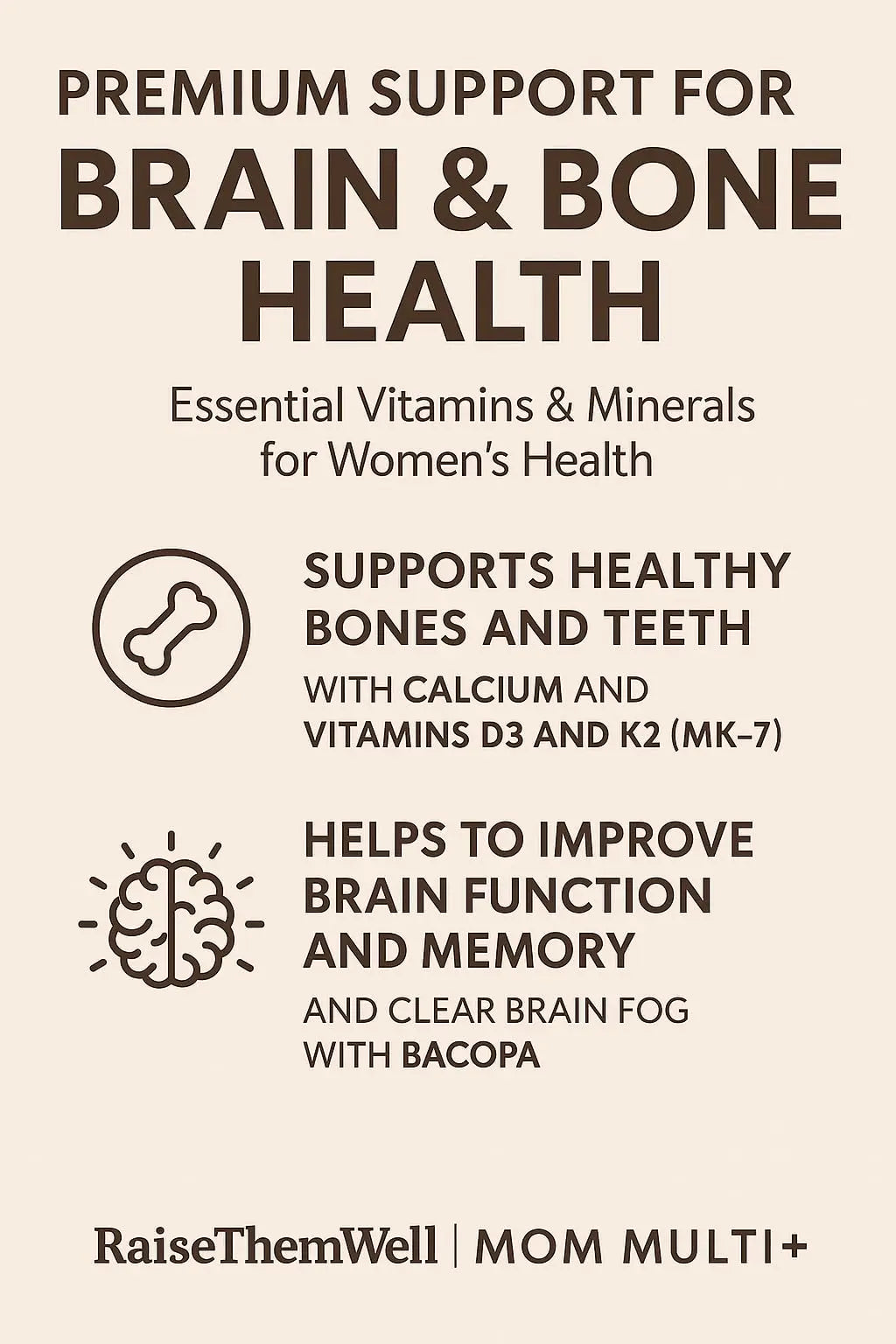 Raise Them Well Mom Multi+ Daily Multivitamin for Women with Active Folate, Adaptogens & Bacopa, Energy, Stress & Cognitive Support, 120 Veggie Capsules Raise Them Well Au supplements